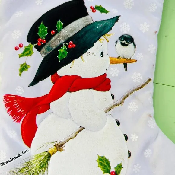 Vintage Christmas Stocking Snowman Ruth Morehead Xmas Stocking Snowman Decor - Picture 4 of 10